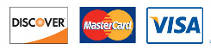 We accept Discover MasterCard and Visa.